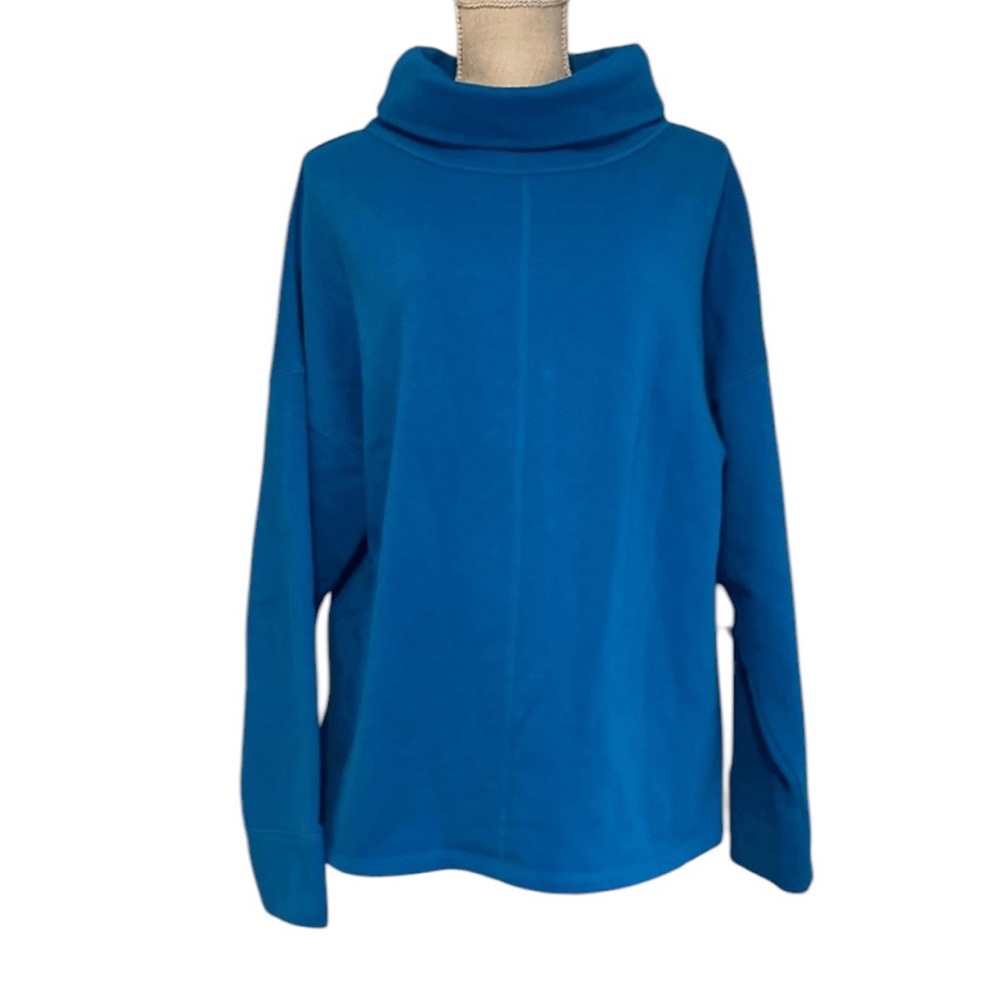 Ruby Ribbon Size L Funnel Neck Sweatshirt Pullover Top Long Sleeve Blue Zipper